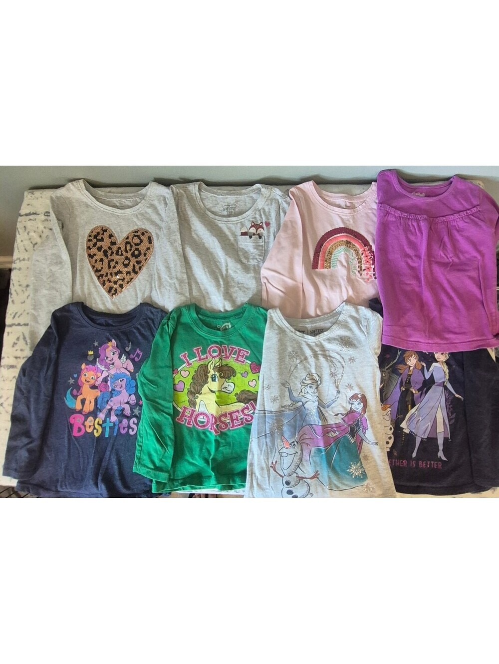 Toddler Girls' 2T Long Sleeve Graphic Tees - 8 Pack